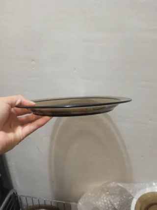 Juego de platos de plástico marrón