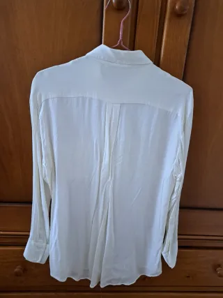Camisa Zara Blanca Satinada Talla XS