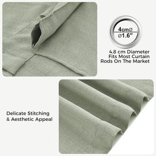 Tende in Lino Verde per Soggiorno o Camera da Letto 140x245 CM