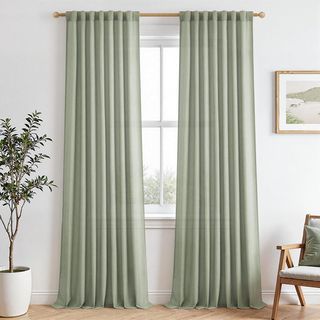 Tende in Lino Verde per Soggiorno o Camera da Letto 140x245 CM