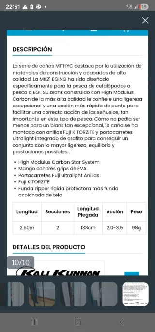 Caña Eging Kali Kunnan MK21 MYTHIC