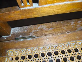 Silla reclinatorio antiguo madera y tela