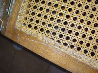 Silla reclinatorio antiguo madera y tela