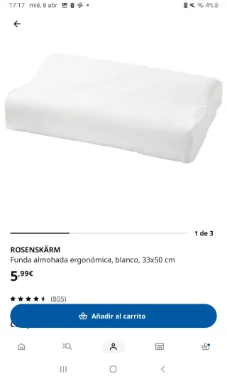 2 Almohadas ergonómica ROSENSKÄRM IKEA más fundas