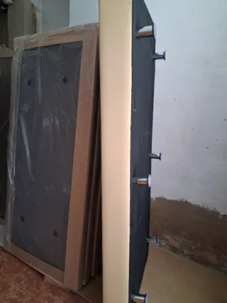 Base de cama Vidaxl Beige/Negro