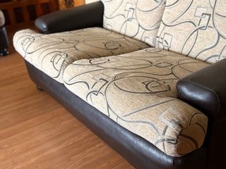 Sofá 3+2 plazas tela y piel