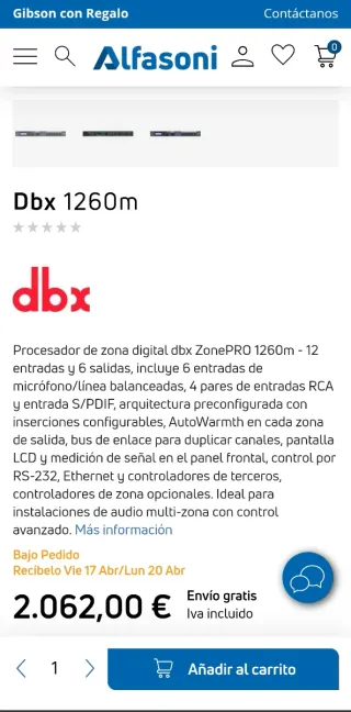 Procesador dbx ZonePRO 1260m