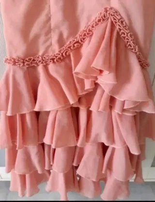 Traje de Flamenca Rosa con Flecos