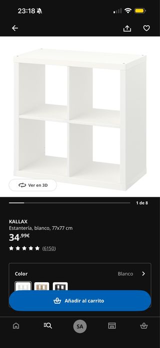 Estantería Kallax Ikea 4 huecos blanca