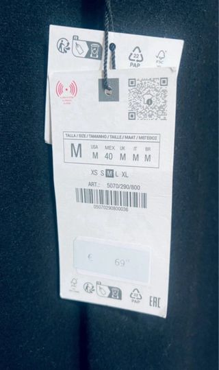 Abrigo Lana Zara Negro Talla M Nuevo