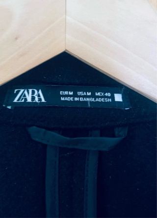 Abrigo Lana Zara Negro Talla M Nuevo