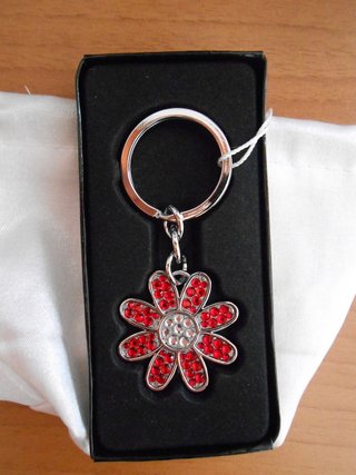 Portachiavi Margherita Fiore Rosso e Argento