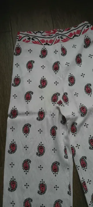 Pantalón recto estampado blanco talla única