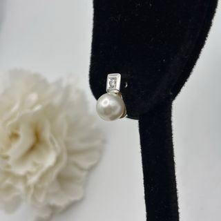 Pendientes Oro Blanco 18kt Perla y Diamante