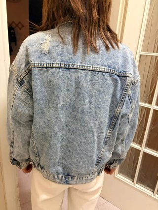 Giubbino jeans effetto used taglia M