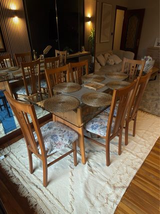 Mesa de comedor de cristal para 6 personas