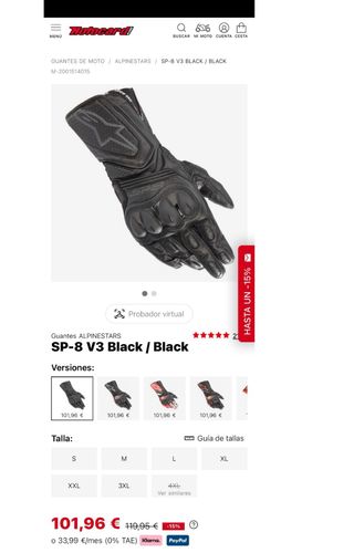 Guantes Moto Alpinestars SP-8 V3 Negros L