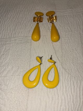 Pendientes flamenca dorados y amarillos
