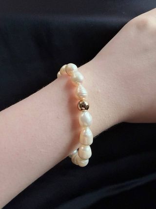 Pulsera Perlas Río Tortuga De Color Dorado