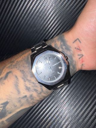 Reloj Poedagar Hombre Acero Negro/Plateado