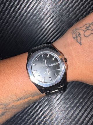 Reloj Poedagar Hombre Acero Negro/Plateado