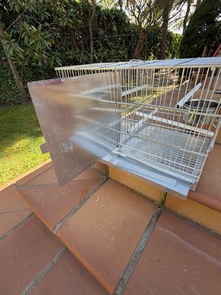 Jaula metálica DOBLE plateada grande