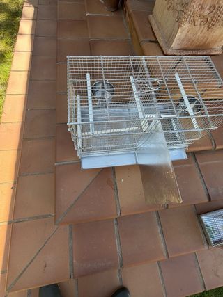 Jaula metálica DOBLE plateada grande