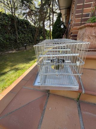 Jaula metálica DOBLE plateada grande