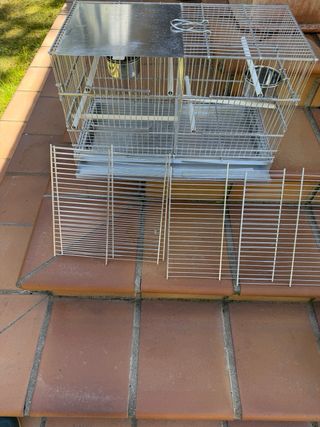 Jaula metálica DOBLE plateada grande
