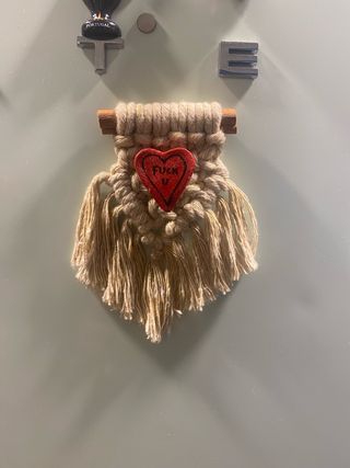 Íman Frigorífico Coração e macramê