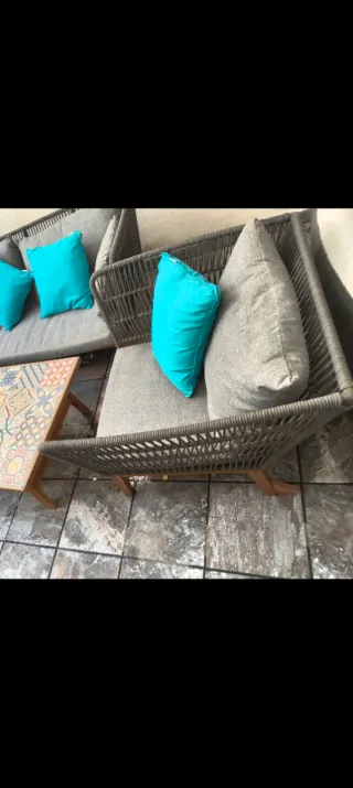 Sillón exterior tela y madera