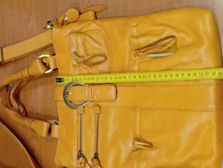 Bolso artesanal piel naranja boho chic