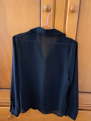 Camisa Zara semitransparente azul marino T.XS