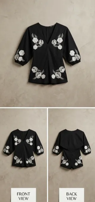 Mono corto Zara bordado flores