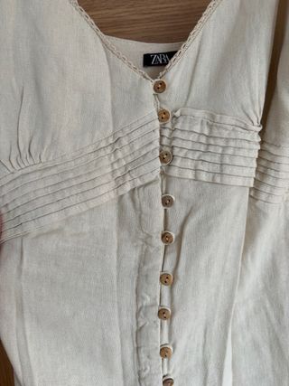 Vestido largo Zara beige tirantes botones