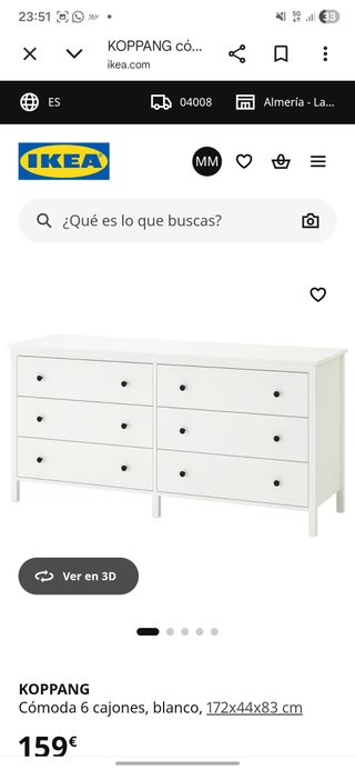 Cómoda KOPPANG 6 cajones blanca