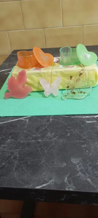 Set resina atossica: cuori, farfalle, colomba