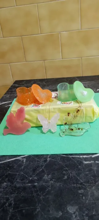 Set resina atossica: cuori, farfalle, colomba