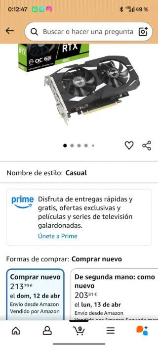Tarjeta Gráfica ASUS 3050
