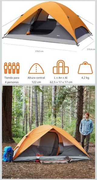 Tienda de campaña Amazon Basics 4 personas