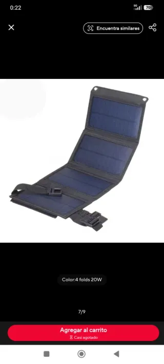 Panel Solar Plegable USB 20W