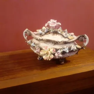 Joyero Cerámica Capodimonte N Coronada Azul.