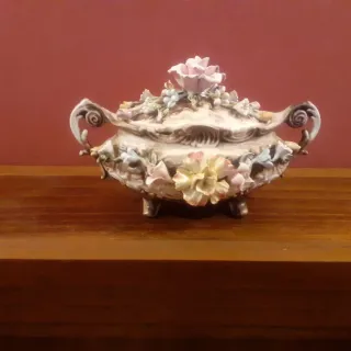 Joyero Cerámica Capodimonte N Coronada Azul.