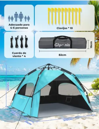 Carpa Playa Glymnis Automática 4-6 personas