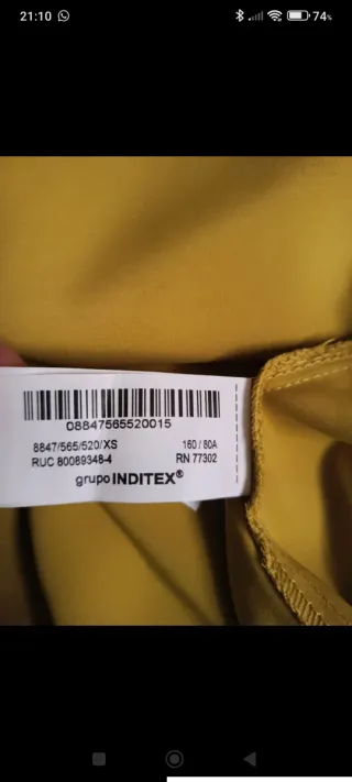 Blusa Zara Amarilla Talla Única