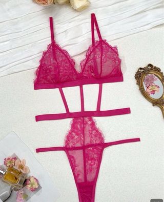 Intimo donna pizzo rosa taglia unica