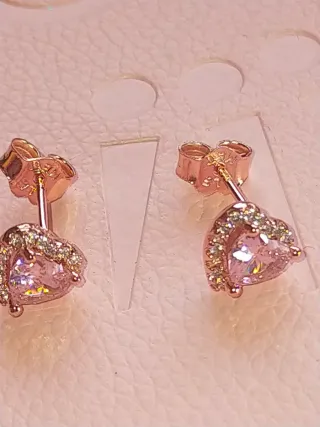 Pendientes Pandora Corazón Rosa Oro