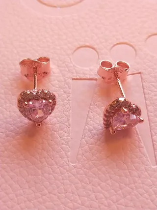 Pendientes Pandora Corazón Rosa Oro