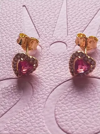 Pendientes Pandora Corazón Rosa y Circonitas