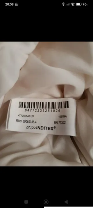 Vestido Zara blanco talla única